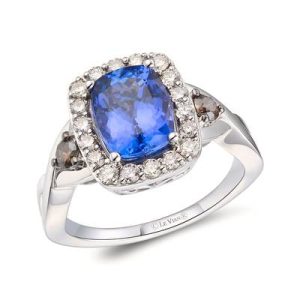 Le Vian® Ring featuring 2 cts. Blueberry Tanzanite®, 1/5 cts. Chocolate Diamonds® , 3/8 cts. Nude Diamonds™ set in 14K Vanilla Gold®