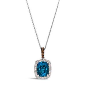 Le Vian® Pendant featuring 2 1/4 cts. Deep Sea Blue Topaz™, 1/5 cts. Nude Diamonds™ , 1/10 cts. Chocolate Diamonds® set in 14K Vanilla Gold®