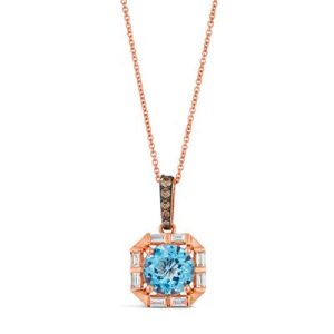 Le Vian Chocolatier® Pendant featuring 2 5/8 cts. Blue Topaz, 1/15 cts. Chocolate Diamonds®, 1/4 cts. Vanilla Diamonds® set in 14K Strawberry Gold®