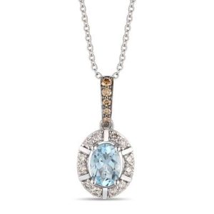 Le Vian® Pendant featuring 5/8 cts. Sea Blue Aquamarine®, 1/15 cts. Chocolate Diamonds®, 1/5 cts. Nude Diamonds™ set in 14K Vanilla Gold®