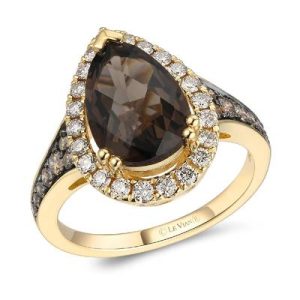 Le Vian® Ring featuring 2 3/4 cts. Chocolate Quartz®, 1/4 cts. Chocolate Diamonds®, 3/8 cts. Nude Diamonds™ set in 14K Honey Gold™
