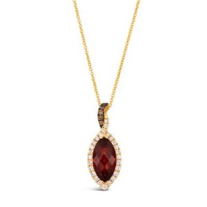Le Vian® Pendant featuring 2 cts. Pomegranate Garnet™, 1/4 cts. Nude Diamonds™, 1/20 cts. Chocolate Diamonds® set in 14K Honey Gold™