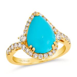 Le Vian® Ring featuring 3 1/4 cts. Robins Egg Blue Turquoise™, 1/2 cts. Nude Diamonds™ set in 14K Honey Gold™