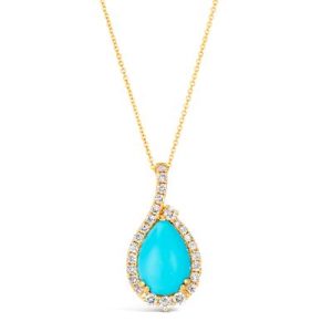 Le Vian® Pendant featuring 3 1/4 cts. Robins Egg Blue Turquoise™, 5/8 cts. Nude Diamonds™ set in 14K Honey Gold™