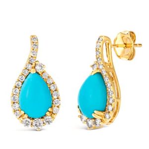 Le Vian® Earrings featuring 4 cts. Robins Egg Blue Turquoise™, 5/8 cts. Nude Diamonds™ set in 14K Honey Gold™