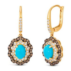 Le Vian® Earrings featuring 1 3/8 cts. Robins Egg Blue Turquoise™, 3/8 cts. Nude Diamonds™, 1/2 cts. Chocolate Diamonds® set in 14K Honey Gold™