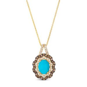 Le Vian® Pendant featuring 1 3/4 cts. Robins Egg Blue Turquoise™, 1/3 cts. Chocolate Diamonds®, 1/4 cts. Nude Diamonds™ set in 14K Honey Gold™