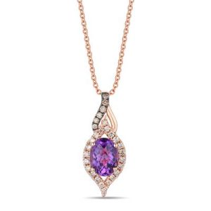 Le Vian® Pendant featuring 1 1/8 cts. Grape Amethyst™, 1/5 cts. Nude Diamonds™, 1/20 cts. Chocolate Diamonds® set in 14K Vanilla Gold®