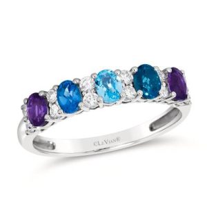 Le Vian® Ring featuring 1/5 cts. Blue Topaz, 1/5 cts. Deep Sea Blue Topaz™, 1/6 cts. Blueberry Tanzanite®, 1/4 cts. Grape Amethyst™, 1/3 cts. Vanilla Diamonds® set in 14K Vanilla Gold®
