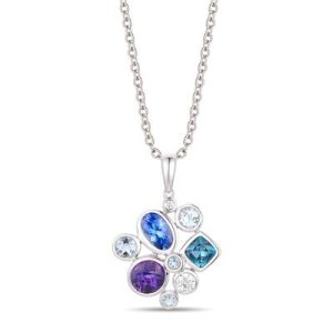 Le Vian® Pendant featuring 3/8 cts. Grape Amethyst™, 3/8 cts. Blueberry Tanzanite®, 1/3 cts. Deep Sea Blue Topaz™, 1/4 cts. Sea Blue Aquamarine®, 1/15 cts. Vanilla Diamonds® set in 14K Vanilla Gold®