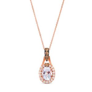 Le Vian Chocolatier® Pendant featuring 1 cts. Sea Blue Aquamarine®, 1/8 cts. Chocolate Diamonds®, 1/5 cts. Vanilla Diamonds® set in 14K Strawberry Gold®