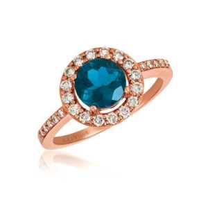 Le Vian® Ring featuring 1 3/8 cts. Deep Sea Blue Topaz™, 3/8 cts. Nude Diamonds™ set in 14K Strawberry Gold®