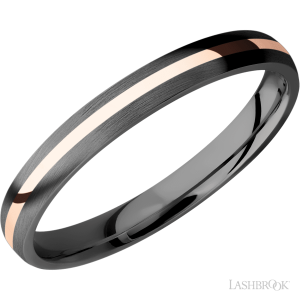 Lashbrook Zirconium with Polish Finish and 14K Rose Gold Inlay Wedding Bands
