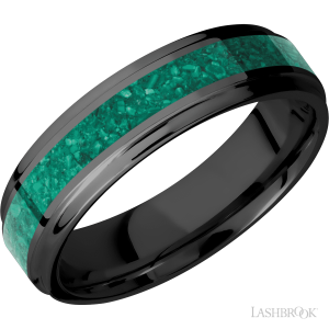 Lashbrook Zirconium with Polish, Polish Finish and Black Onyx Inlay Wedding Bands
