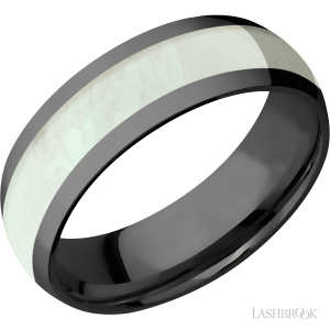 Lashbrook Zirconium with Polish Finish and Freshwater Mother of Pearl Inlay Wedding Bands