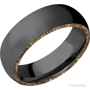 Lashbrook Zirconium with Polish Finish and Alaskan Gold Nugget Inlay Wedding Bands