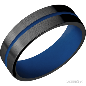 Lashbrook Zirconium with Polish Finish and Teal Inlay Wedding Bands