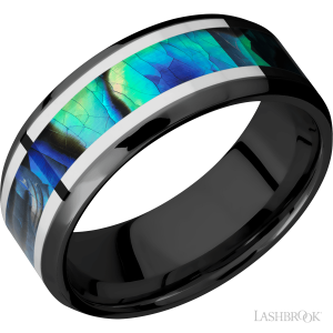 Lashbrook Zirconium with Polish, Polish Finish and Palladium Silver Inlay Wedding Bands