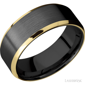 Lashbrook Zirconium with Polish, Polish Finish and 14K Yellow Gold Inlay Wedding Bands