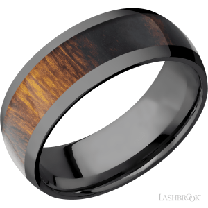 Lashbrook Zirconium with Polish Finish and Red Heart Inlay Wedding Bands