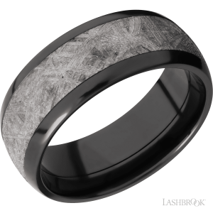 Lashbrook Zirconium with Polish Finish and Meteorite Inlay Wedding Bands