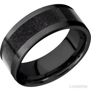 Lashbrook Zirconium with Polish Finish and Malachite Inlay Wedding Bands