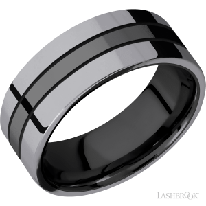 Lashbrook Zirconium with Polish Finish and Tantalum Inlay Wedding Bands