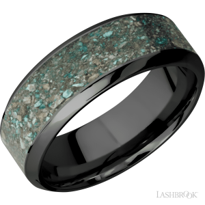 Lashbrook Zirconium with Polish, Polish Finish and Malachite Inlay Wedding Bands