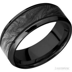 Lashbrook Zirconium with Polish, Polish Finish and Forged Carbon Fiber Inlay Wedding Bands