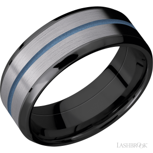 Lashbrook Zirconium with Polish, Polish Finish and Tantalum Inlay Wedding Bands