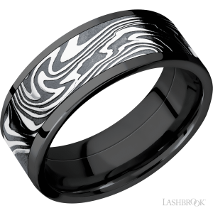 Lashbrook Zirconium with Polish Finish and Kinetic Inlay Wedding Bands