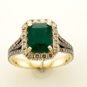 Le Vian® Ring featuring 2 cts. Costa Smeralda Emeralds™, 3/8 cts. Nude Diamonds™ , 5/8 cts. Chocolate Diamonds® set in 14K Honey Gold™