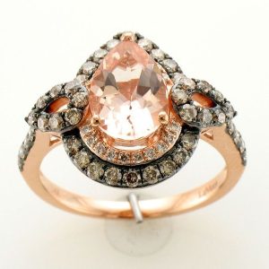 Le Vian Chocolatier® Ring featuring 1 1/3 cts. Peach Morganite™, 5/8 cts. Chocolate Diamonds® , 1/10 cts. Vanilla Diamonds® set in 14K Strawberry Gold®