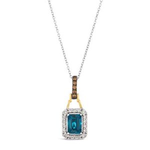 Le Vian® Pendant featuring 1 cts. Deep Sea Blue Topaz™, 1/4 cts. Nude Diamonds™, 1/20 cts. Chocolate Diamonds® set in 14K Two Tone Gold